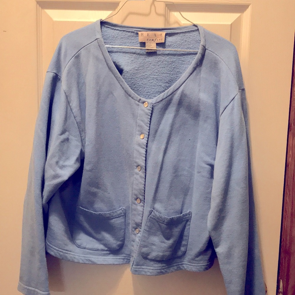 Sky blue L Real Comfort by Chadwick’s jacket or can be worn as a shirt.